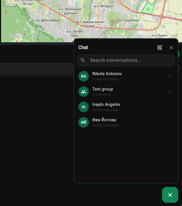 ZentiKO team chat panel with conversations